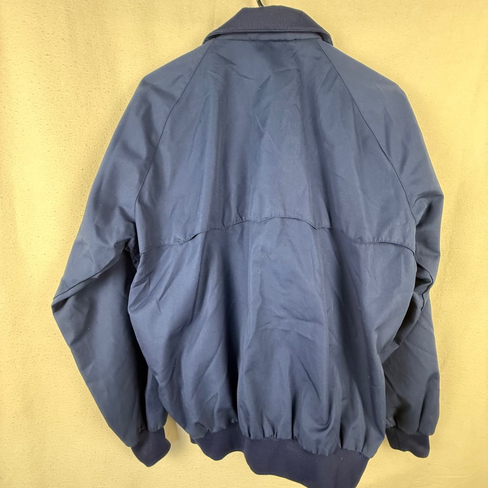 Izod Lacoste Jacket Mens L Navy Blue Harrington Plaid Lined Vintage Bomber Zip - Picture 8 of 9